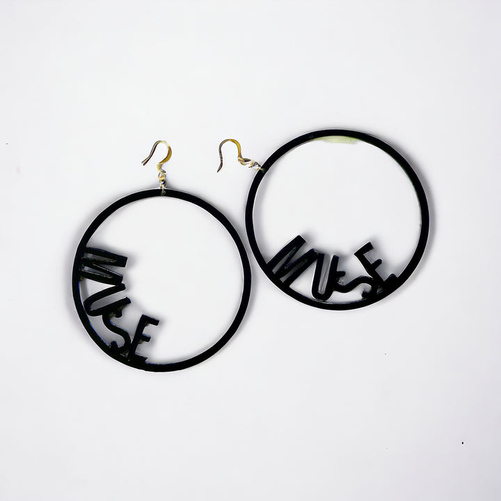 Word Hoop Earrings- Muse