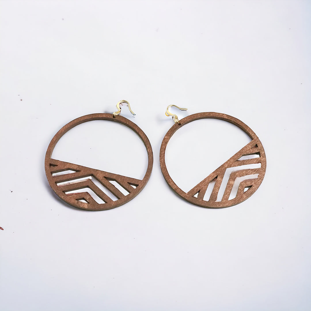 Wood R.O. Hoop Earrings - Large