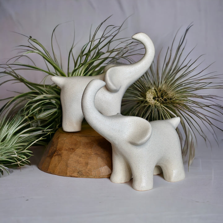 Textured White Elephant Sculpture