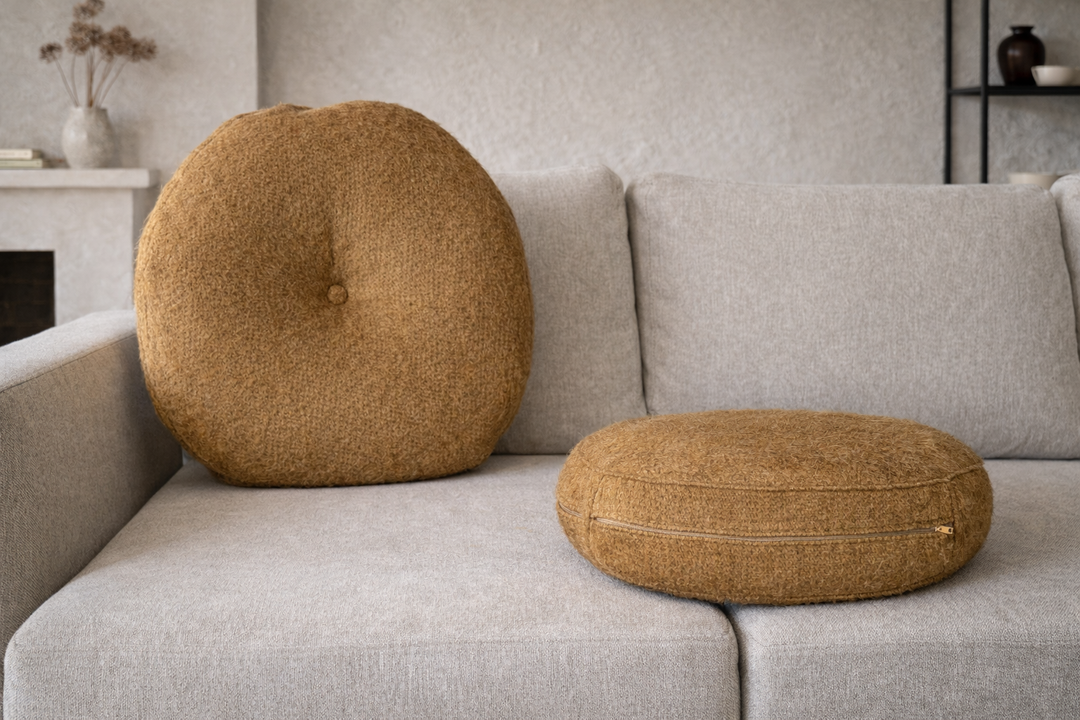Warm Ochre Round Pillow