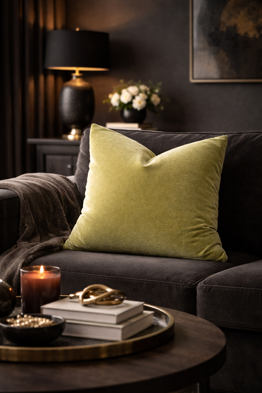 Chartreuse Velvet Pillow Cover