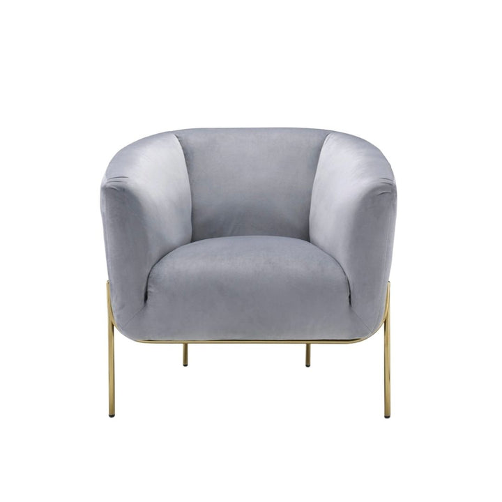 Carlson Grey Velvet & Gold Slope Arm Chair