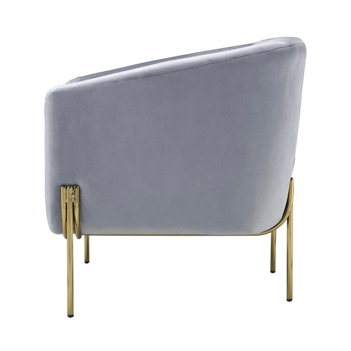 Carlson Grey Velvet & Gold Slope Arm Chair