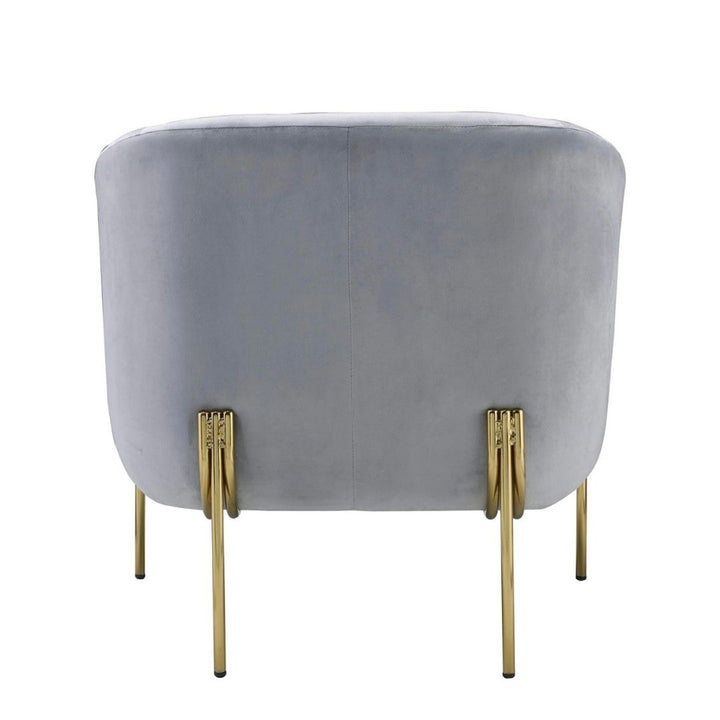 Carlson Grey Velvet & Gold Slope Arm Chair