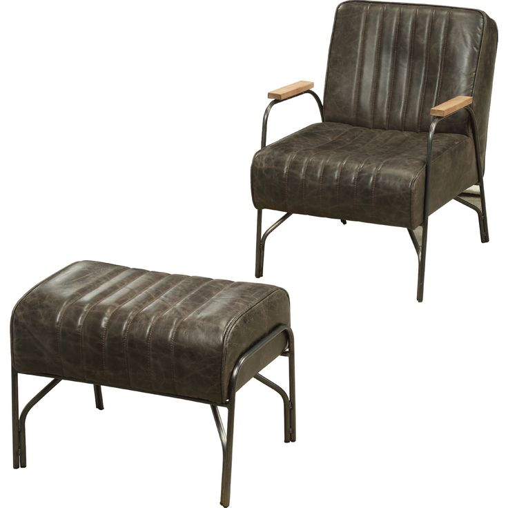 Sarahi Accent Chair & Ottoman Set in Espresso Leather