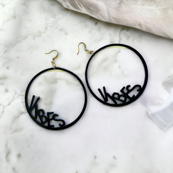 Word Hoop Earrings- Vibes