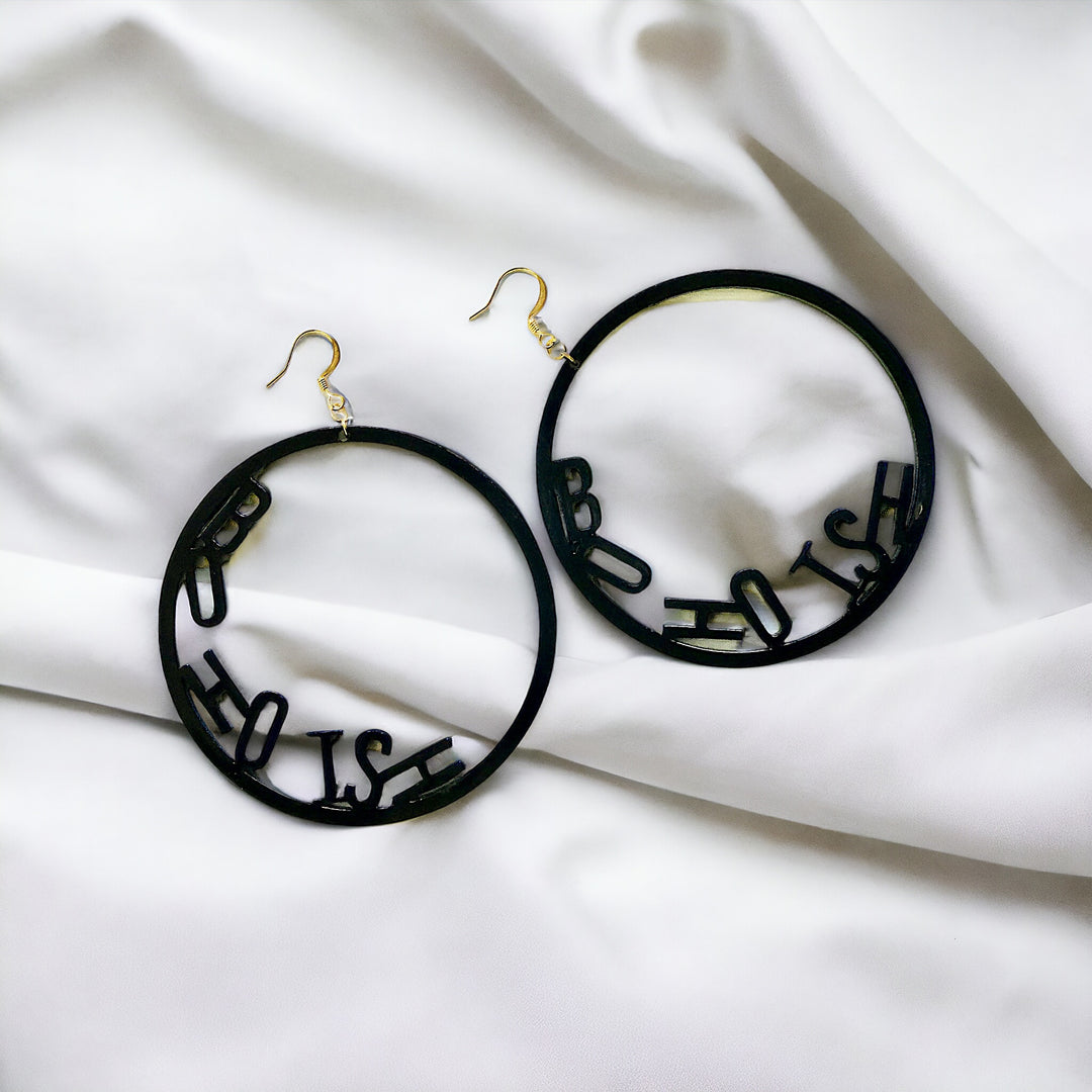 Word Hoop Earrings- Bohoish