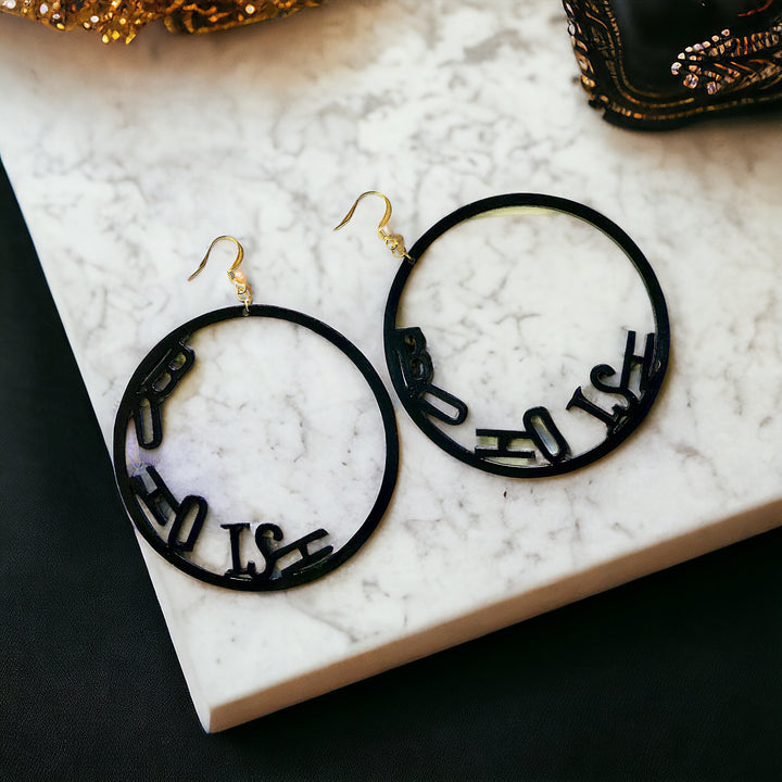 Word Hoop Earrings- Bohoish