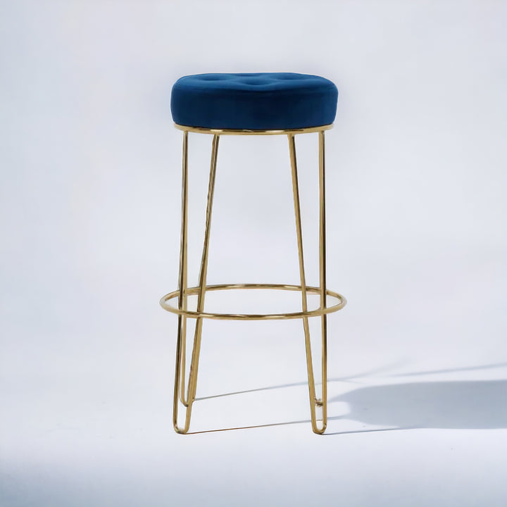 Cayman Dark Blue Upholstered Barstool