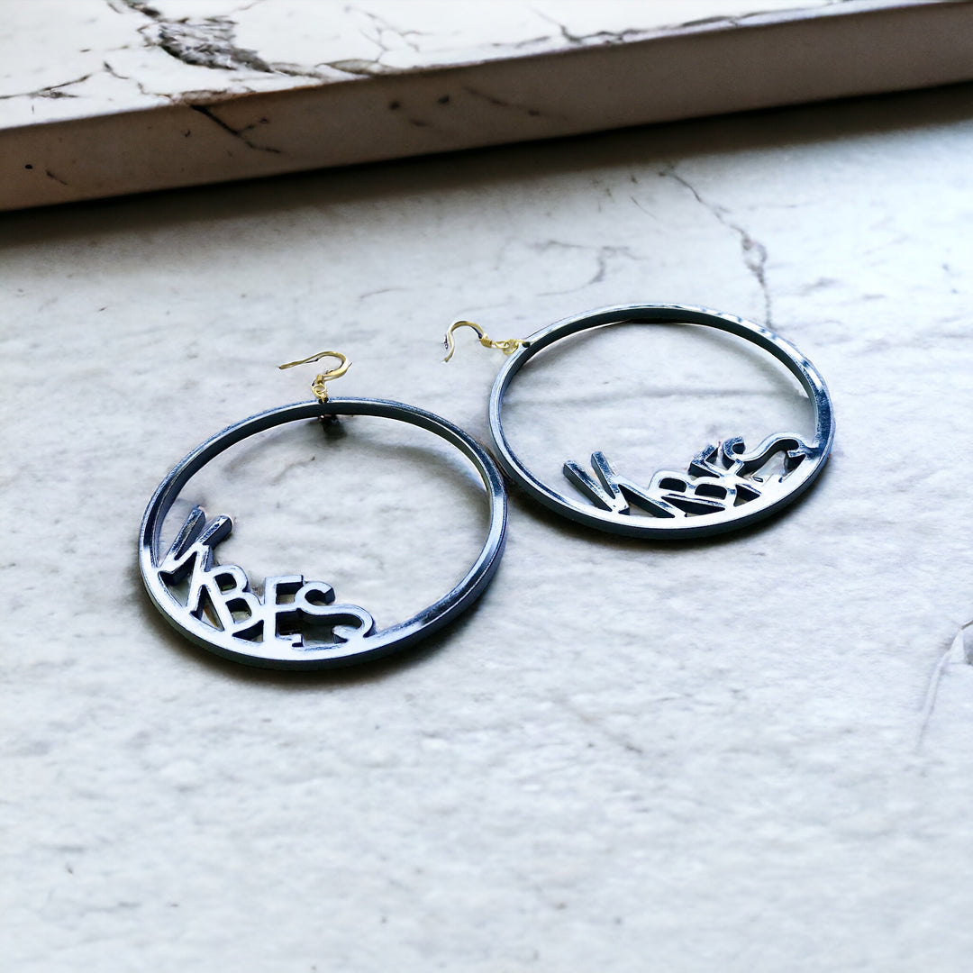 Word Hoop Earrings- Vibes