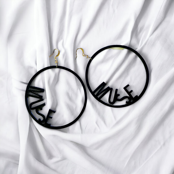 Word Hoop Earrings- Muse