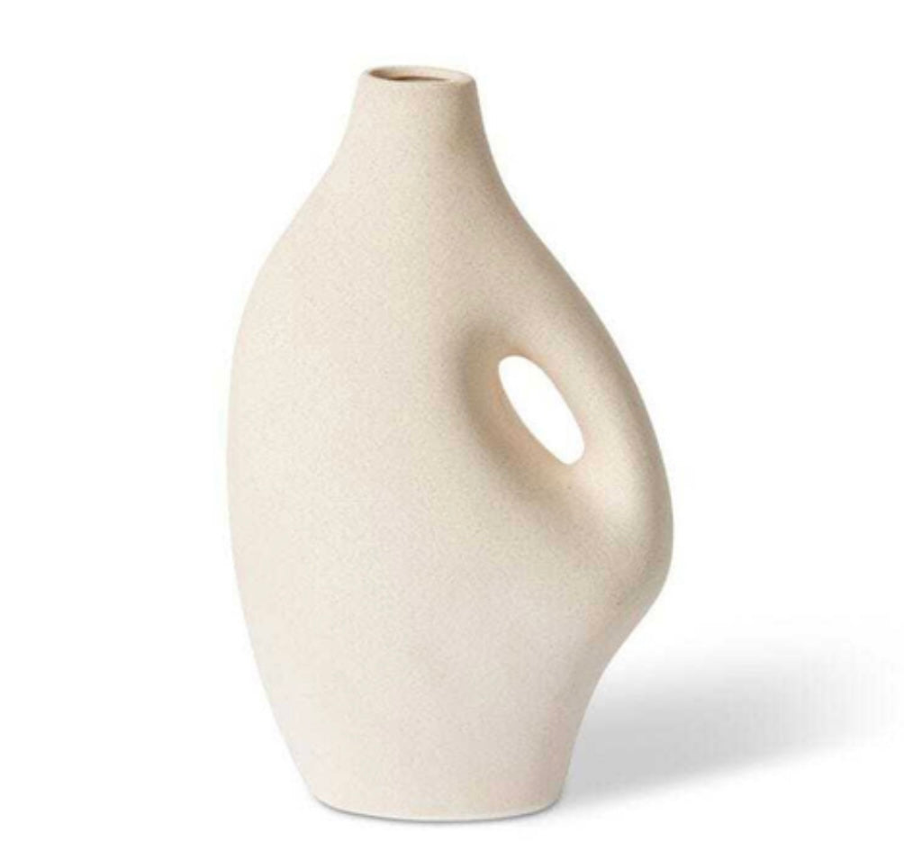 Stoneware Vase in Light Beige