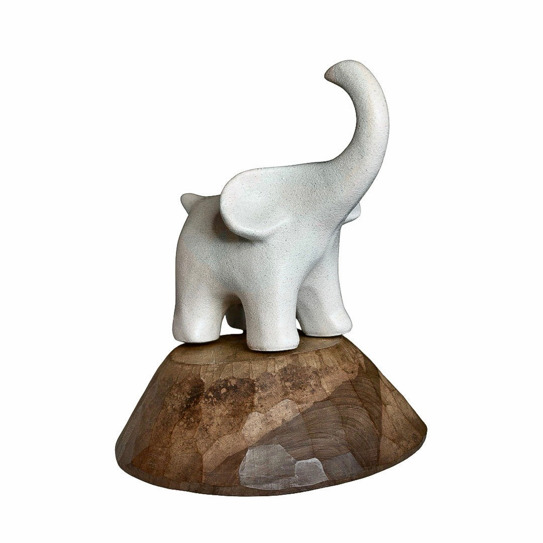 Textured White Elephant Sculpture