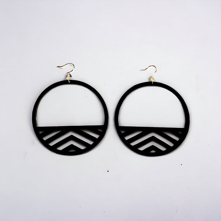 R.O Black Acrylic Hoop Earrings - Large