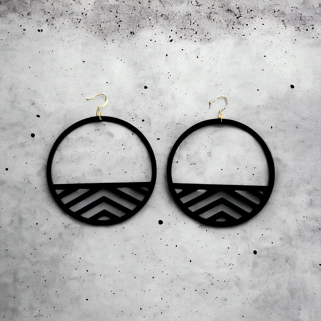 R.O Black Acrylic Hoop Earrings - Large