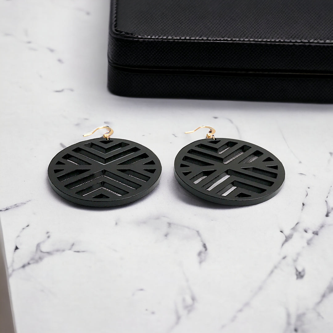 Black Acrylic Pattern Earrings