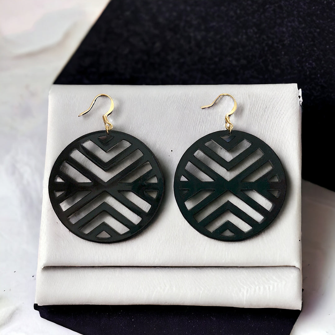 Black Acrylic Pattern Earrings