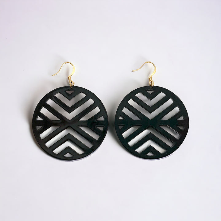 Black Acrylic Pattern Earrings