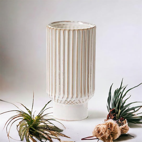 Astor White Ridged Vase