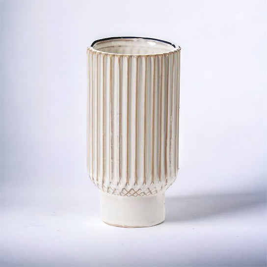 Astor White Ridged Vase