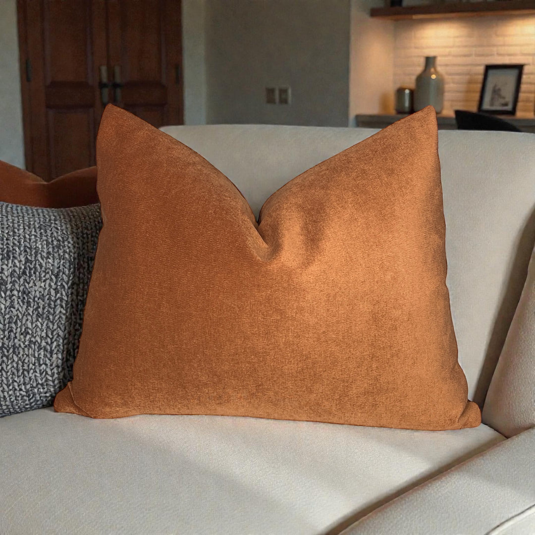 Velvet Lumbar Pillow – Burnt Ochre