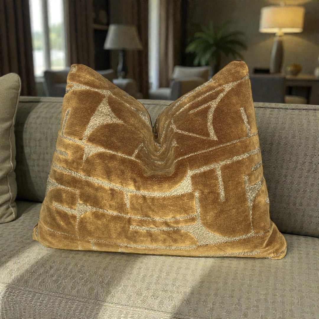 Abstract Velvet Grid Lumbar Pillow