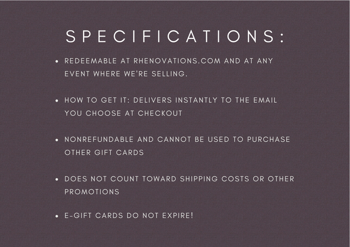 Rhen.Ovations E-Gift Card