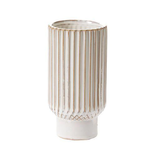 Astor White Ridged Vase