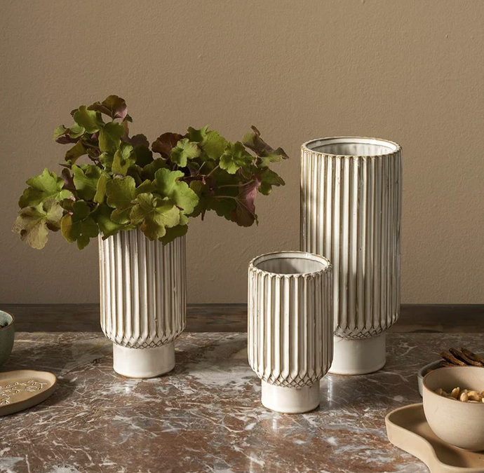 Astor White Ridged Vase