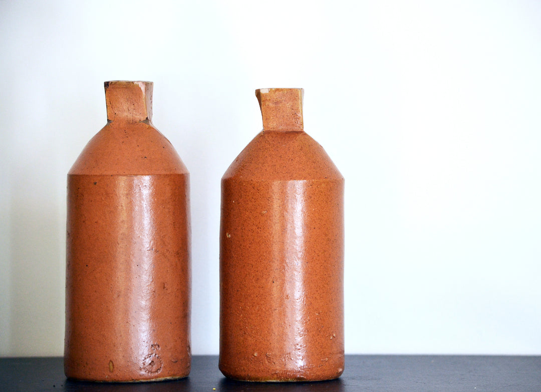 Vintage Stoneware Ink Bottle Set of 2