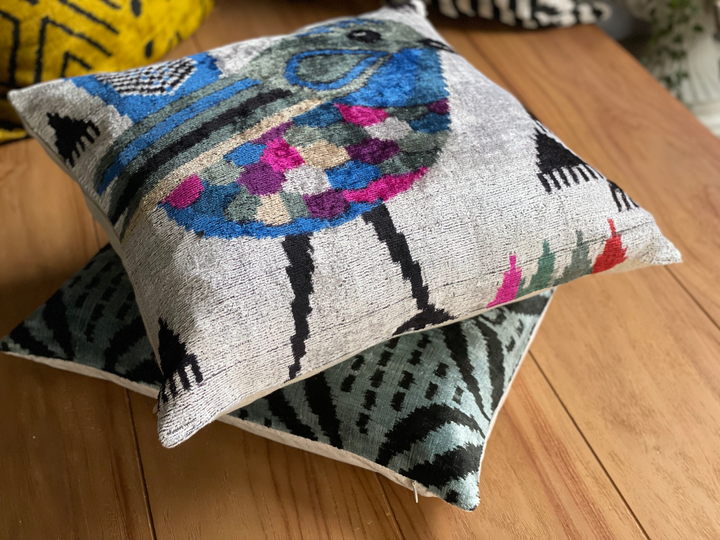 IKAT SILK/VELVET DECORATIVE PILLOW COVER