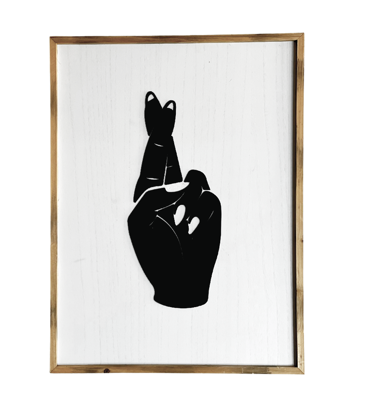 Crossed Fingers Wall Art - White