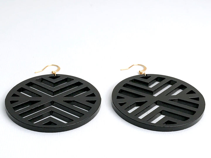 Black Acrylic Pattern Earrings