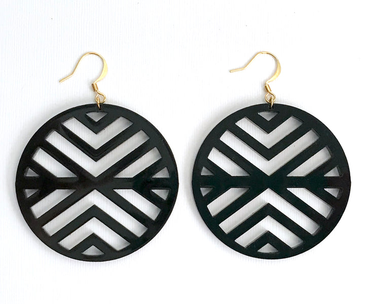 Black Acrylic Pattern Earrings