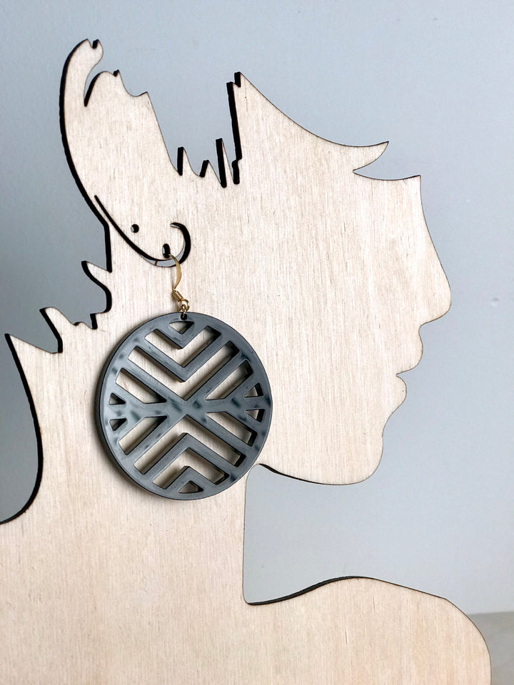 Black Acrylic Pattern Earrings