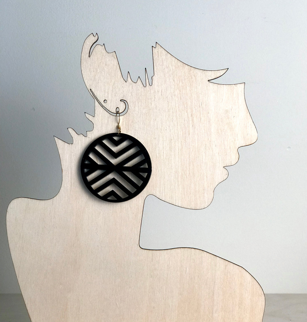 Black Acrylic Pattern Earrings