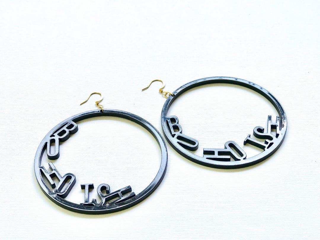 Word Hoop Earrings- Bohoish