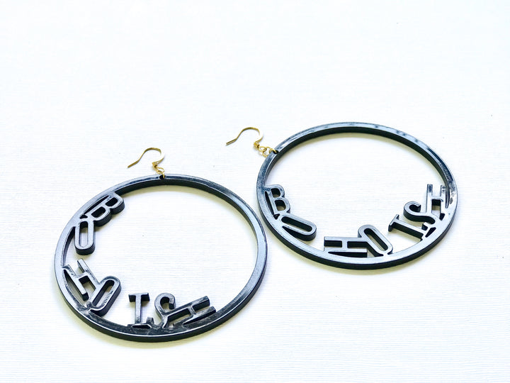 Word Hoop Earrings- Bohoish