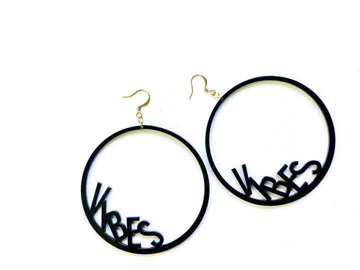 Word Hoop Earrings- Vibes