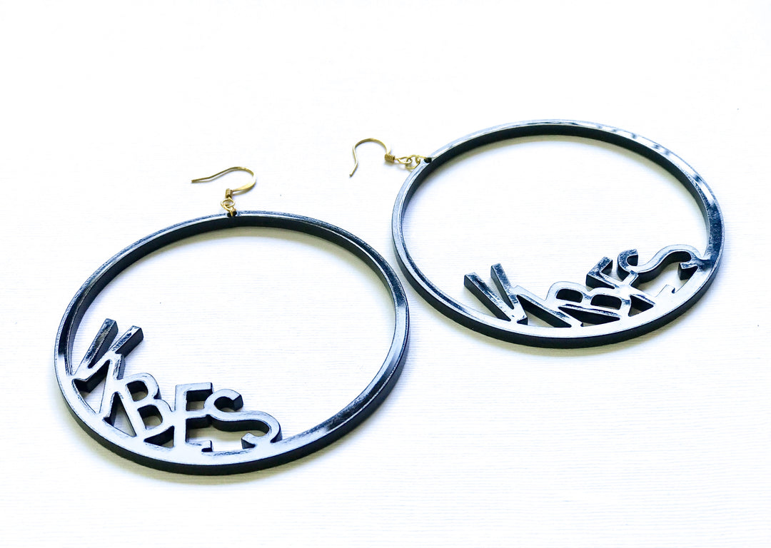Word Hoop Earrings- Vibes