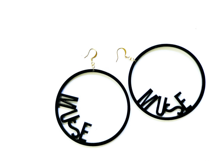 Word Hoop Earrings- Muse