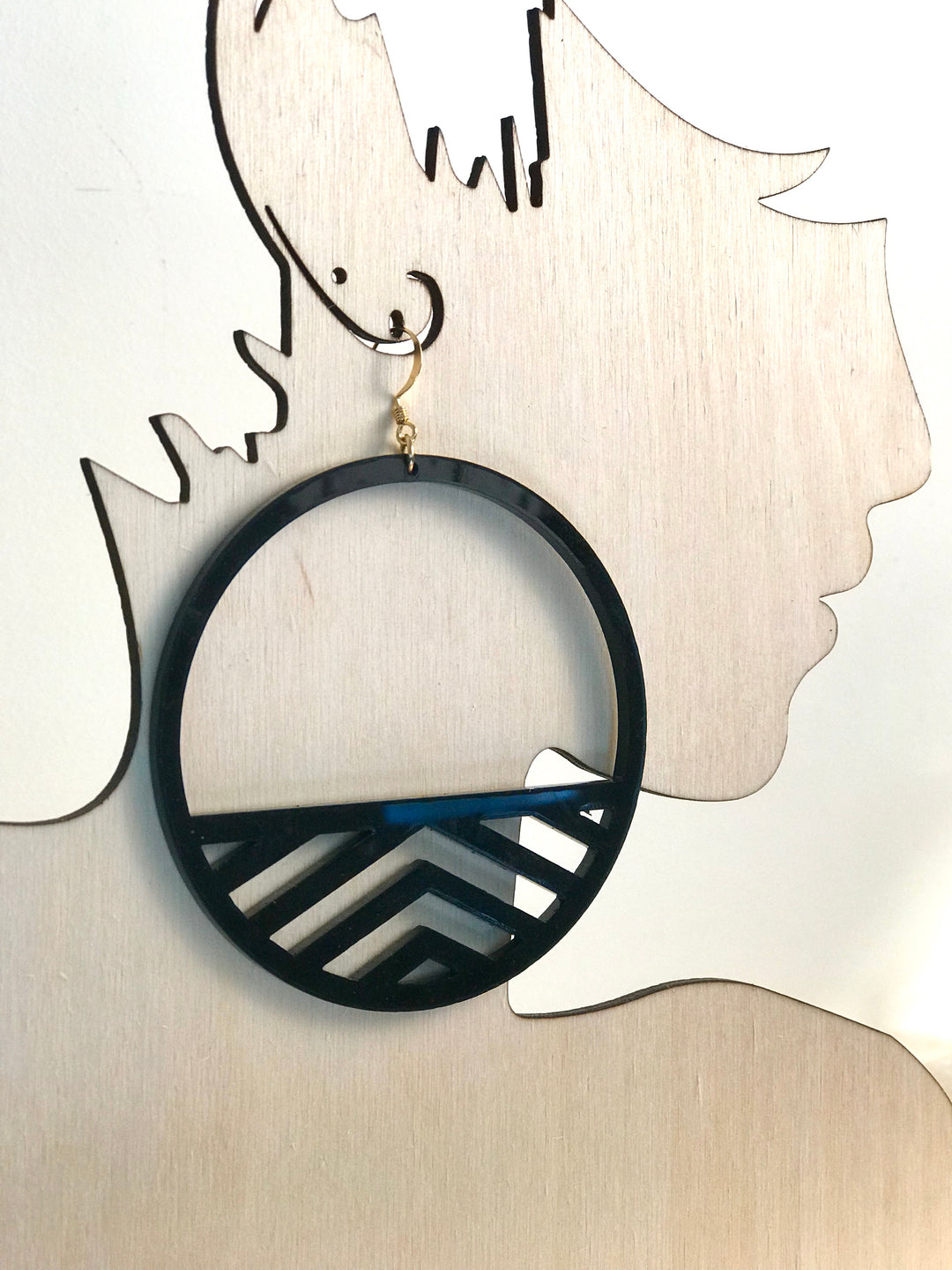 R.O Black Acrylic Hoop Earrings - Large